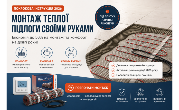 Монтаж теплої підлоги своїми руками: покрокова інструкція для новачків 2026 р.