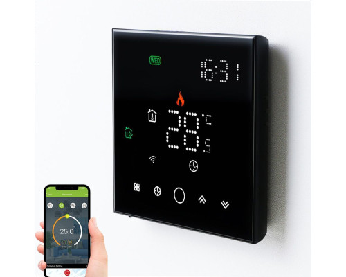 Програмований терморегулятор для теплого пола EcoTerm Smart Black Wi-Fi