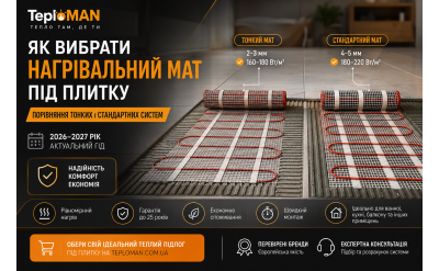 Як вибрати нагрівальний мат під плитку у 2026–2027 році: порівняння тонких і стандартних систем