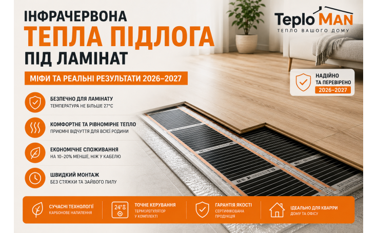 Інфрачервона тепла підлога під ламінат: міфи та реальні результати 2026–2027