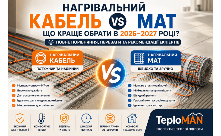 Нагрівальний кабель чи мат: що краще обрати у 2026–2027 році?