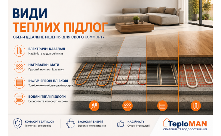 Виды теплых полов.