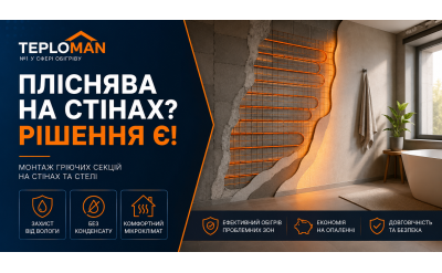 Установка греющих секций на стенах.
