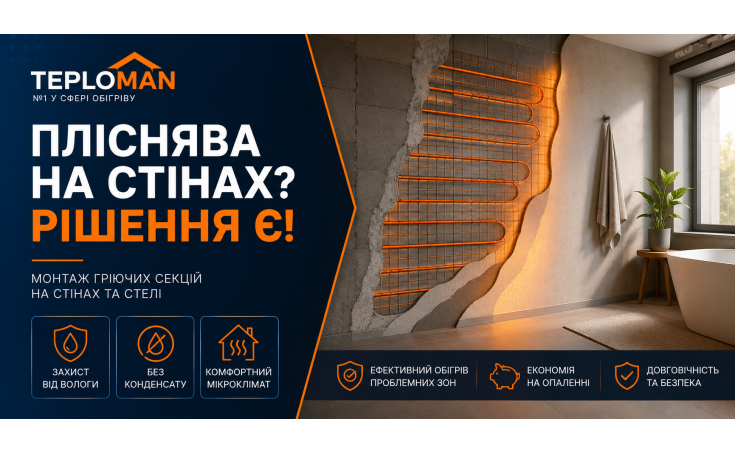 Установка греющих секций на стенах.