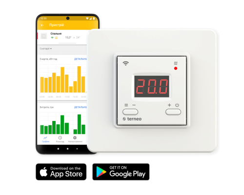 WI-FI Терморегулятор  для теплого пола Terneo AX Белый