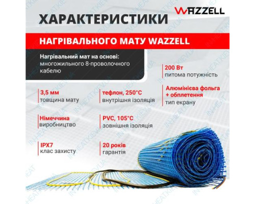Нагрівальний мат Wazzell Потужність (3м2, 600Вт)